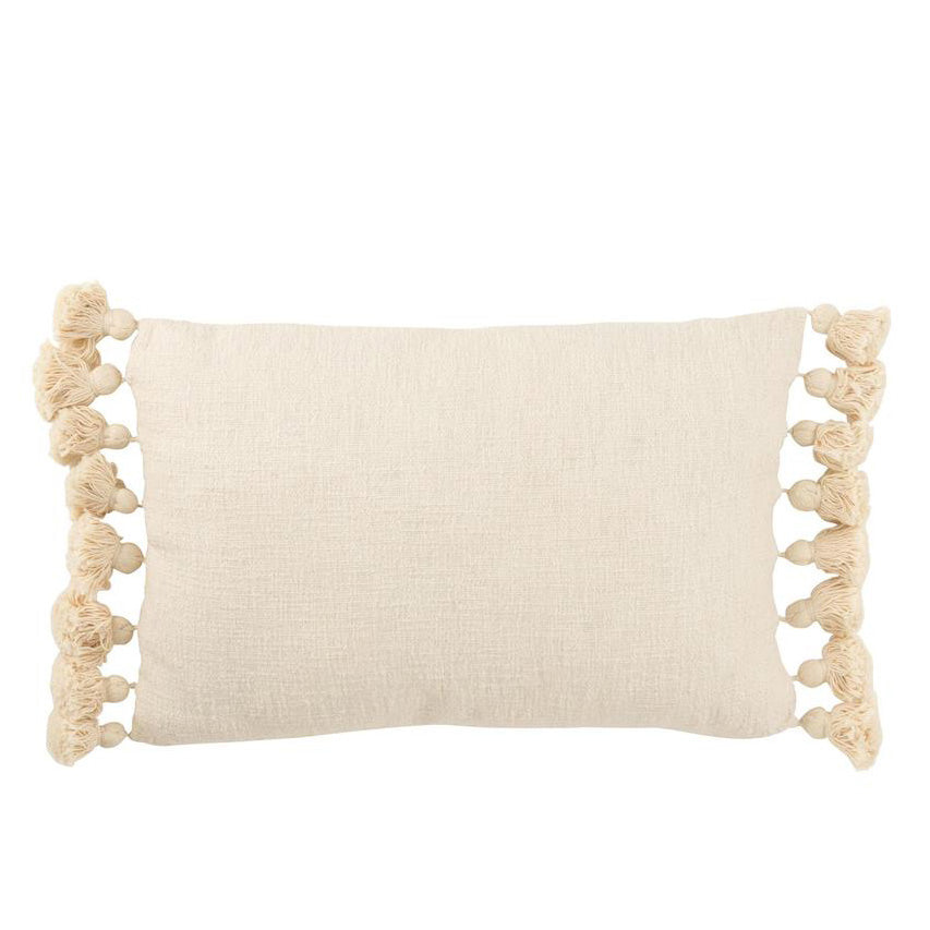 Kissen Quasten Baumwolle Beige Groß (40x60x10cm)
