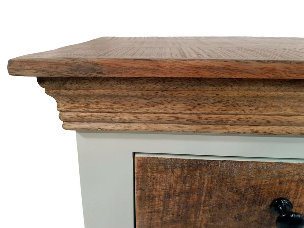 Nachtschrank Nachttisch B 45 H 60 cm Nacht-Kommode Ibiza Massivholz Mangoholz massiv weiß natur