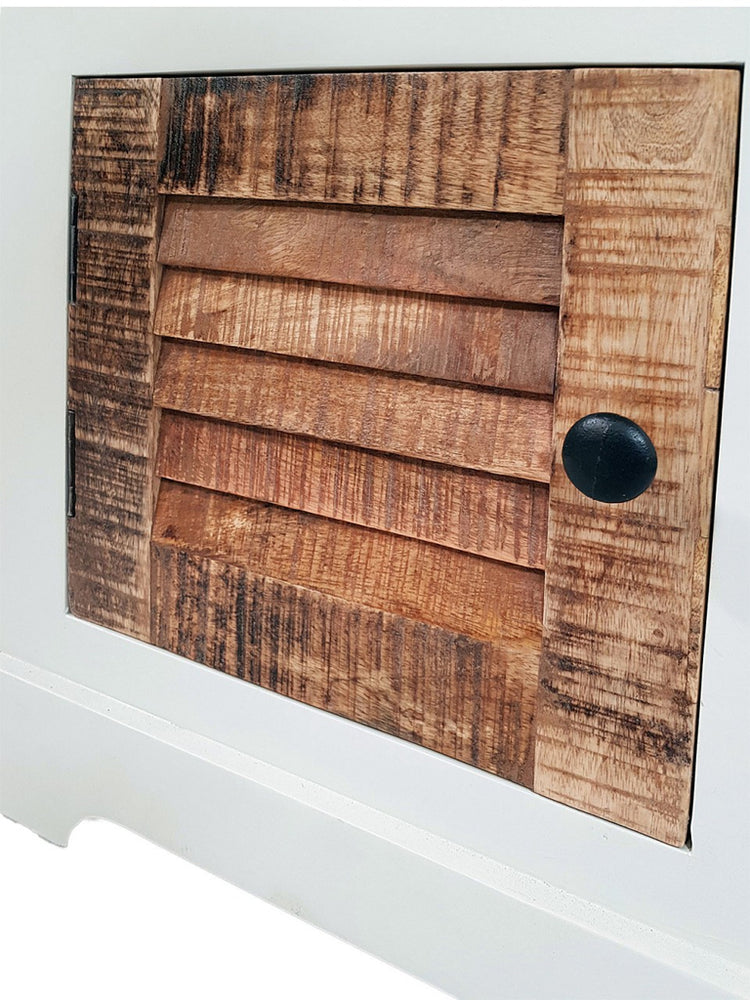Nachtschrank Nachttisch B 45 H 60 cm Nacht-Kommode Ibiza Massivholz Mangoholz massiv weiß natur