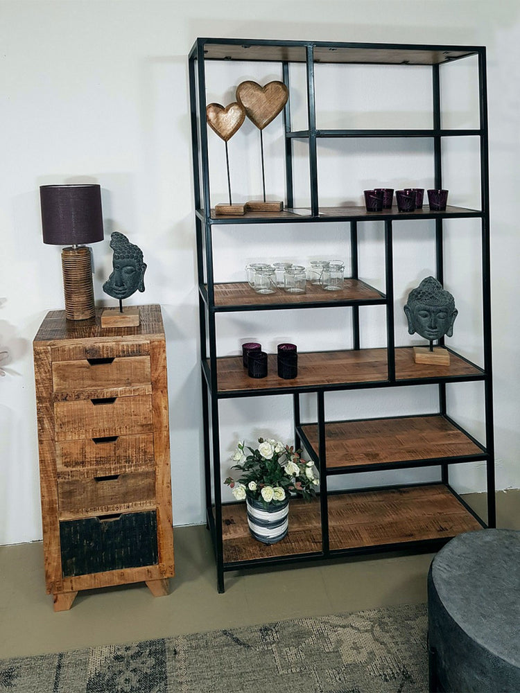 Schubladen Kommode B 40 H 92 cm Anrichte Schubkastenturm Sideboard California natur Mangoholz