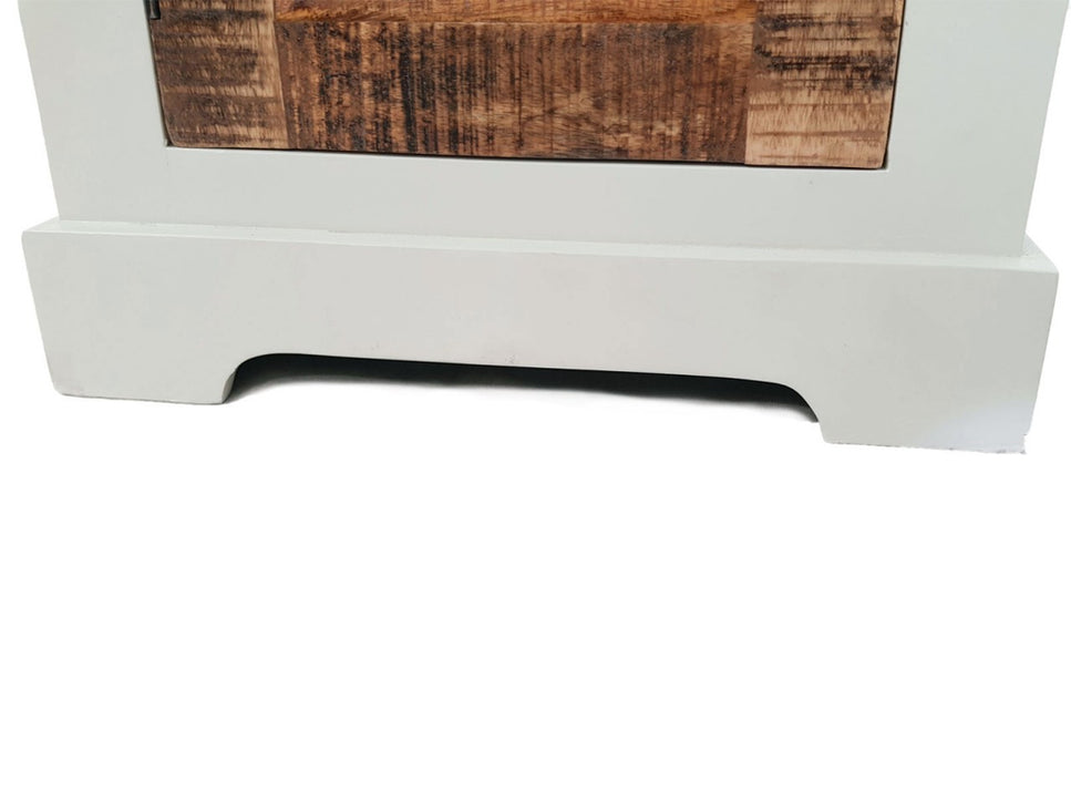 Nachtschrank Nachttisch B 45 H 60 cm Nacht-Kommode Ibiza Massivholz Mangoholz massiv weiß natur