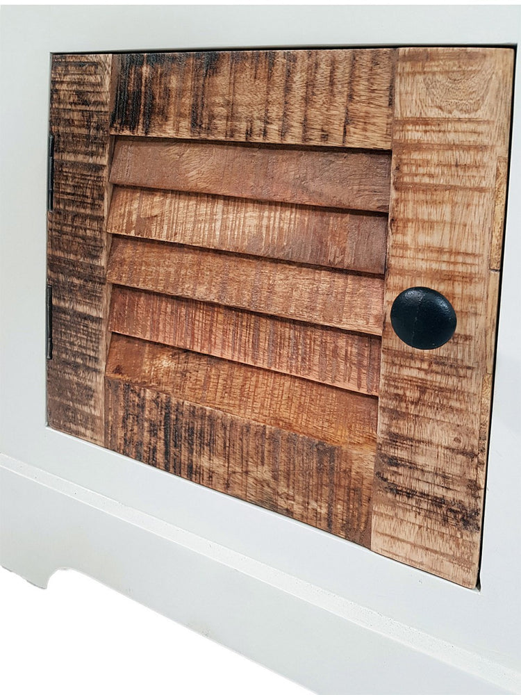 Nachtschrank Nachttisch B 45 H 60 cm Nacht-Kommode Ibiza Massivholz Mangoholz massiv weiß natur