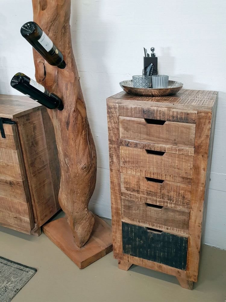 Schubladen Kommode B 40 H 92 cm Anrichte Schubkastenturm Sideboard California natur Mangoholz