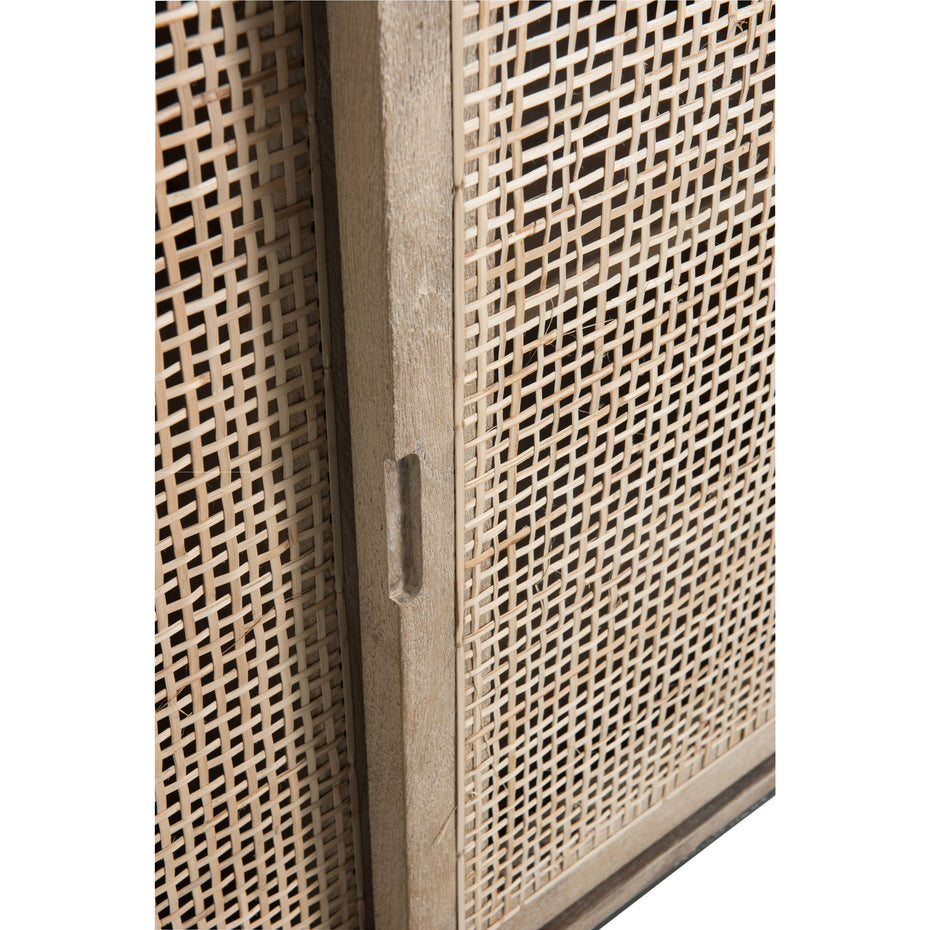 Schrank 3 schiebende Türen rund Metall/Holz natur