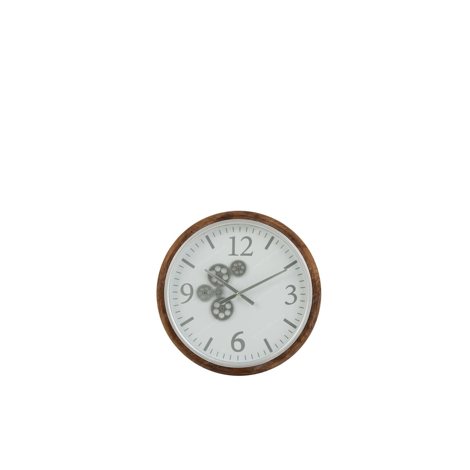 Wanduhr mit radialen arabischen Zahlen, MDF, Weiß/Braun/Grau, Klein