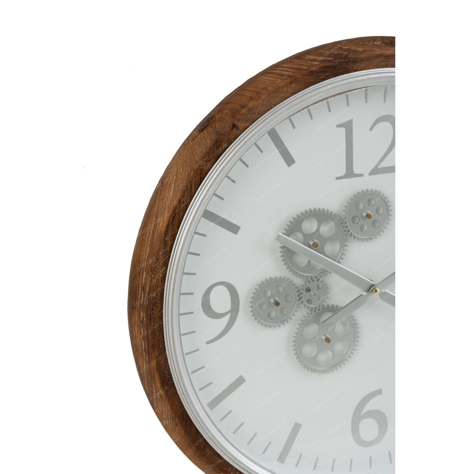 Wanduhr mit radialen arabischen Zahlen, MDF, Weiß/Braun/Grau, Klein