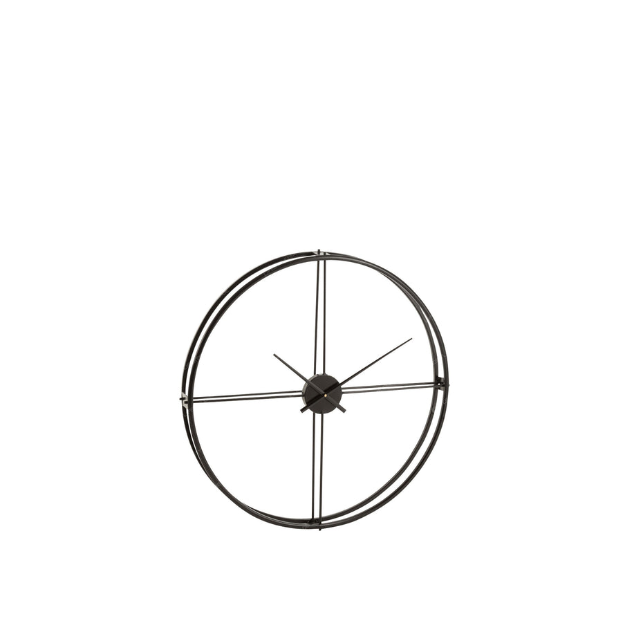 Wanduhr rund aus schwarzem Metall, Klein