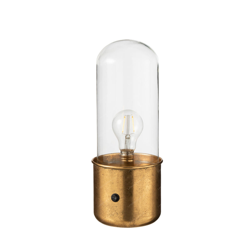 Tischlampe Antik LED, Glas/Zink, gold, klein