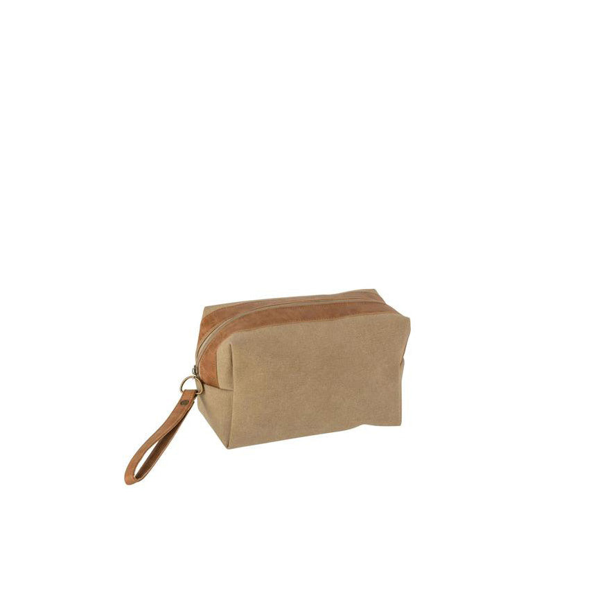 Kosmetiktasche + Schnur Textil Beige/Braun