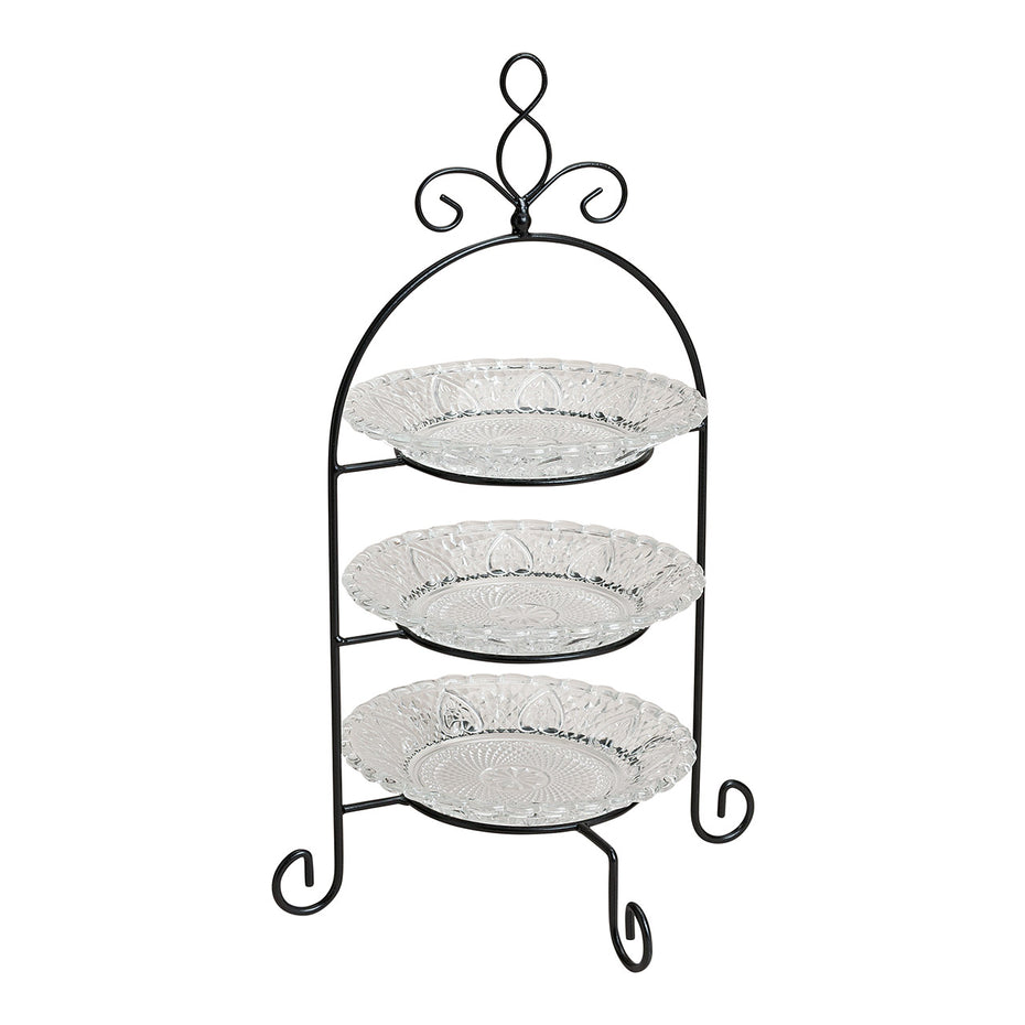 Shelf with 3 levels made of glass/metal (W/H/D) 22x37x22 cm.