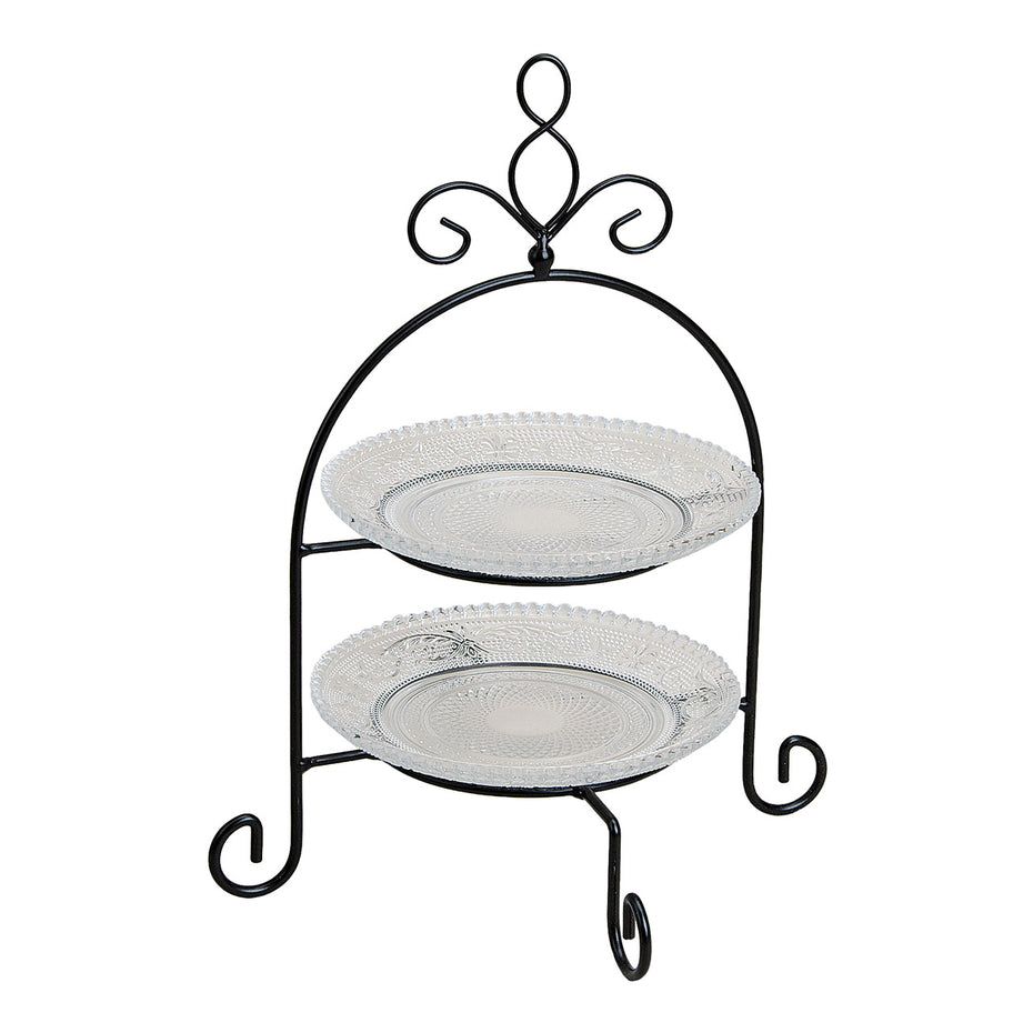 Shelf with 2 levels made of glass/metal (W/H/D) 22x28x22 cm.