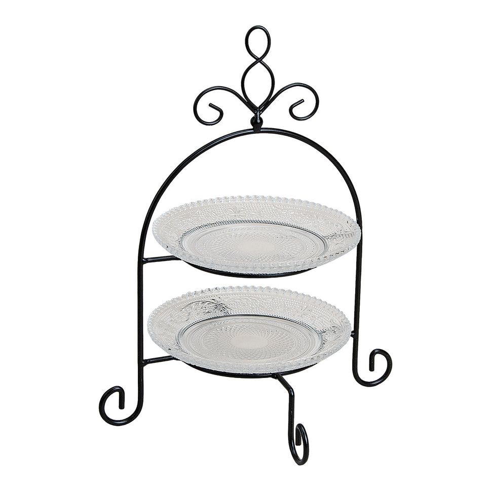Shelf with 2 levels made of glass/metal (W/H/D) 22x28x22 cm.