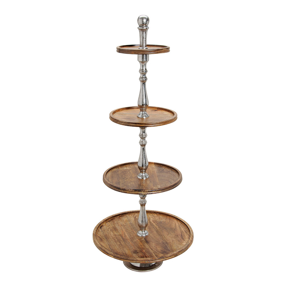 Regal 4er Mangoholz/Metall Braun (H) 130cm, 26,34,45,55cm Ø