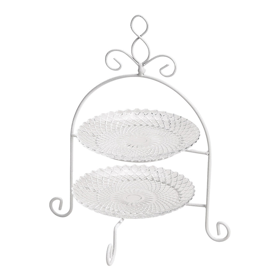 Regal mit 2 Ebenen, Rautenmuster aus Glas, Metall Transparent (B/H/T) 22x28x22cm