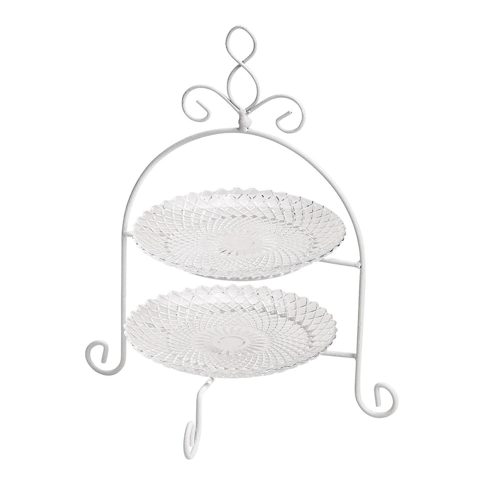 Regal mit 2 Ebenen, Rautenmuster aus Glas, Metall Transparent (B/H/T) 22x28x22cm