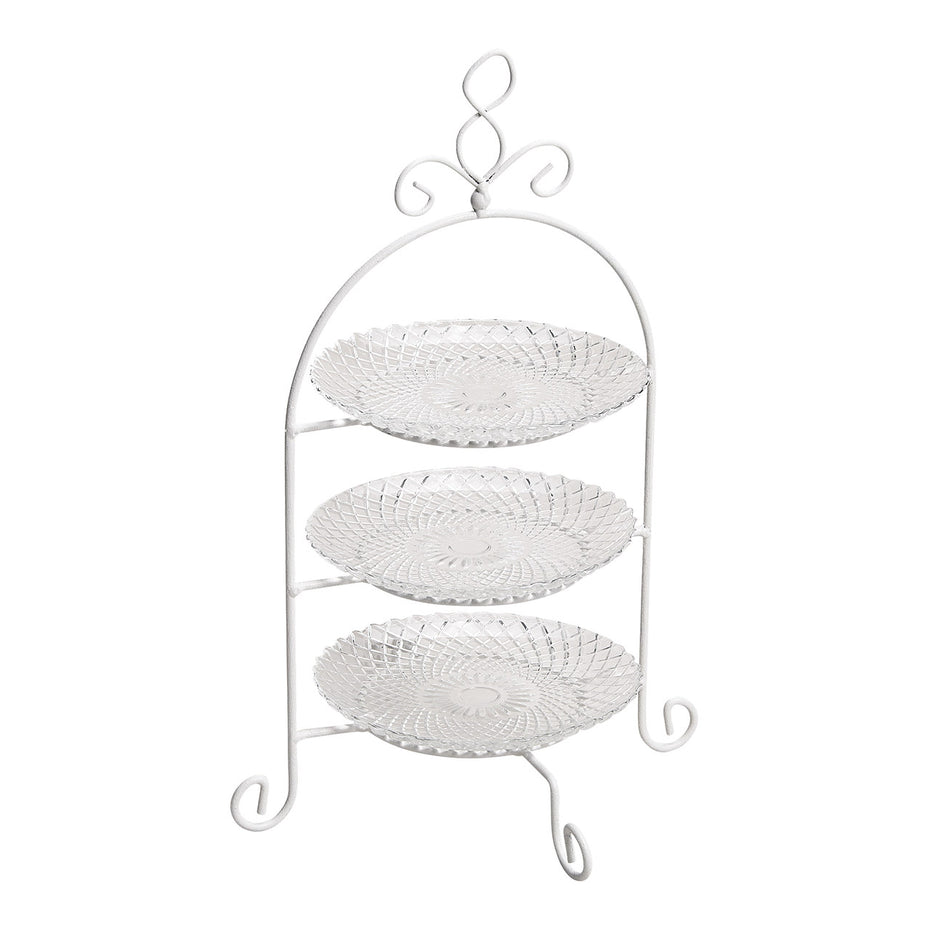 Regal mit 3 Ebenen, Rautenmuster aus Glas, Metall Transparent (B/H/T) 22x37x22cm