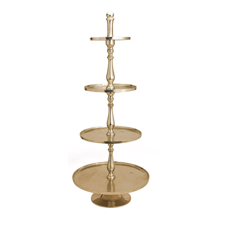 Regal mit 4 Ebenen aus Metall Gold (B/H/T) 25/34/42/53x130cm