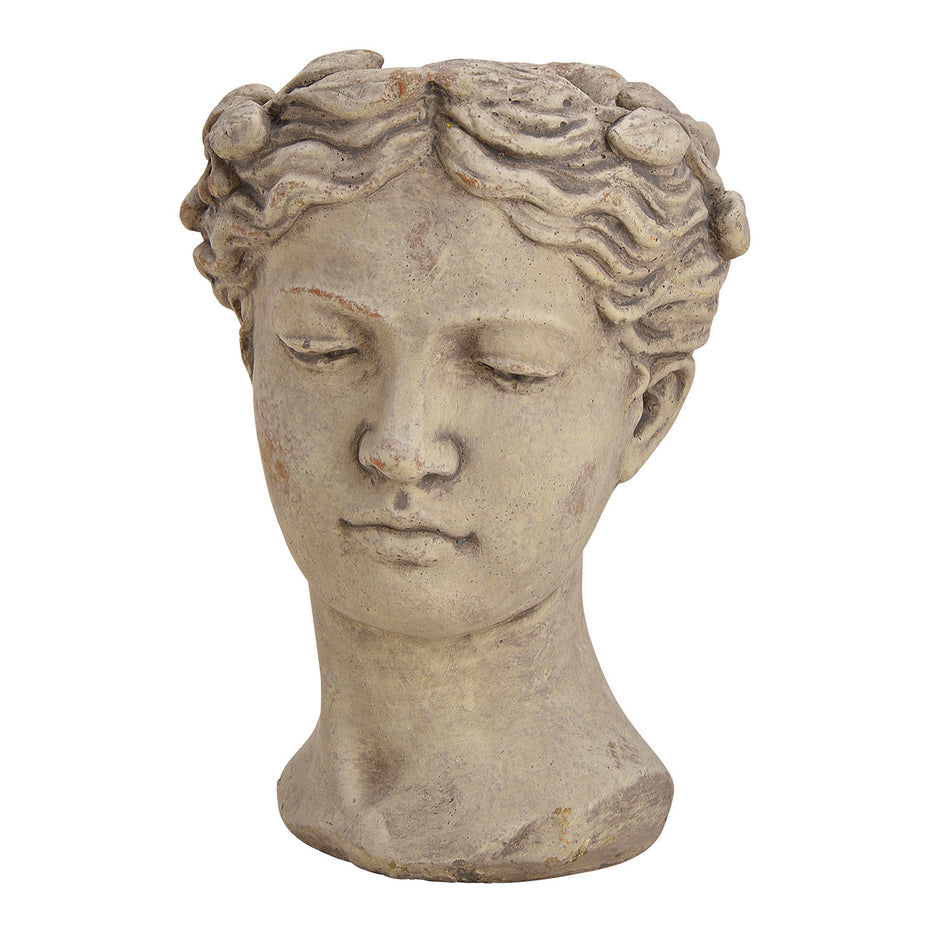 Flowerpot women's head made of cement gray (W / H / D) 18x25x17cm