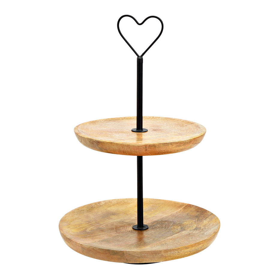 Regal 2er aus Mangoholz, Metall Natur (H) 37cm Ø25cm/20cm