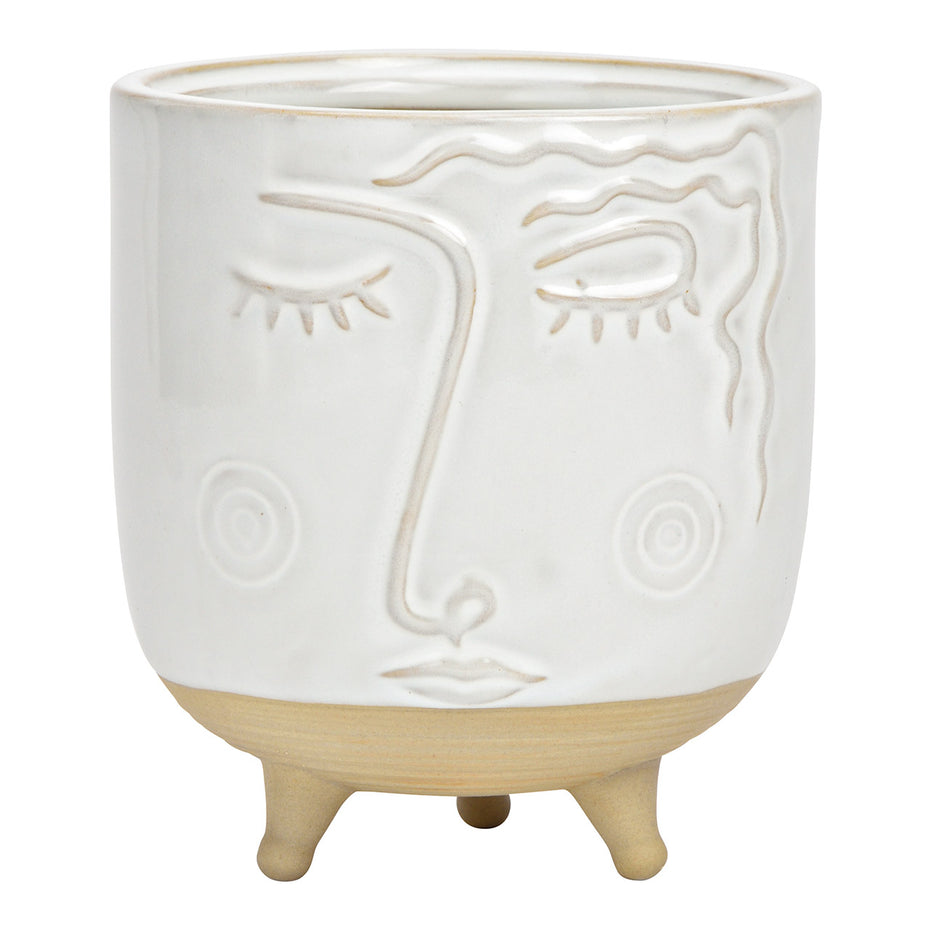 Pot face made of porcelain white/beige (W/H/D) 11x13x11cm