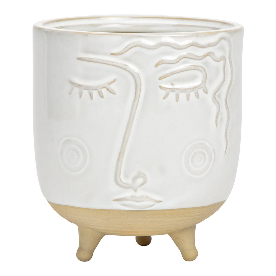 Pot face made of porcelain white/beige (W/H/D) 11x13x11cm