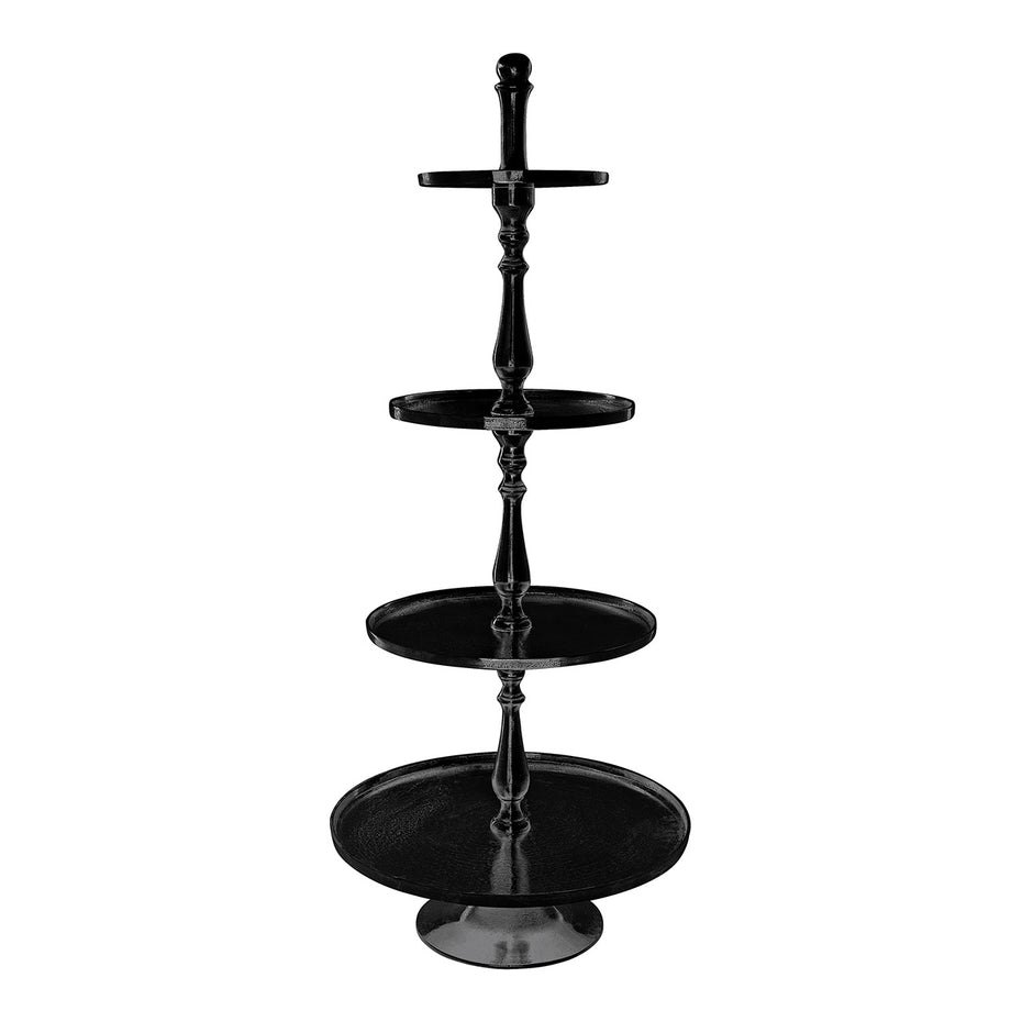 Shelf with 4 levels made of black metal (W/H/D) 53x130x53cm.