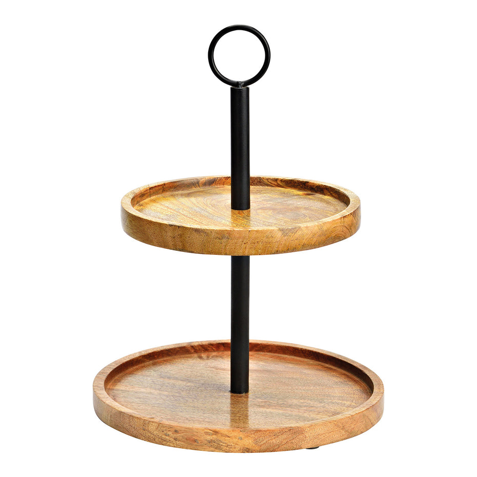 Regal mit 2 Ebenen aus Mangoholz, Metall natur (B/H/T) 25x31x25cm