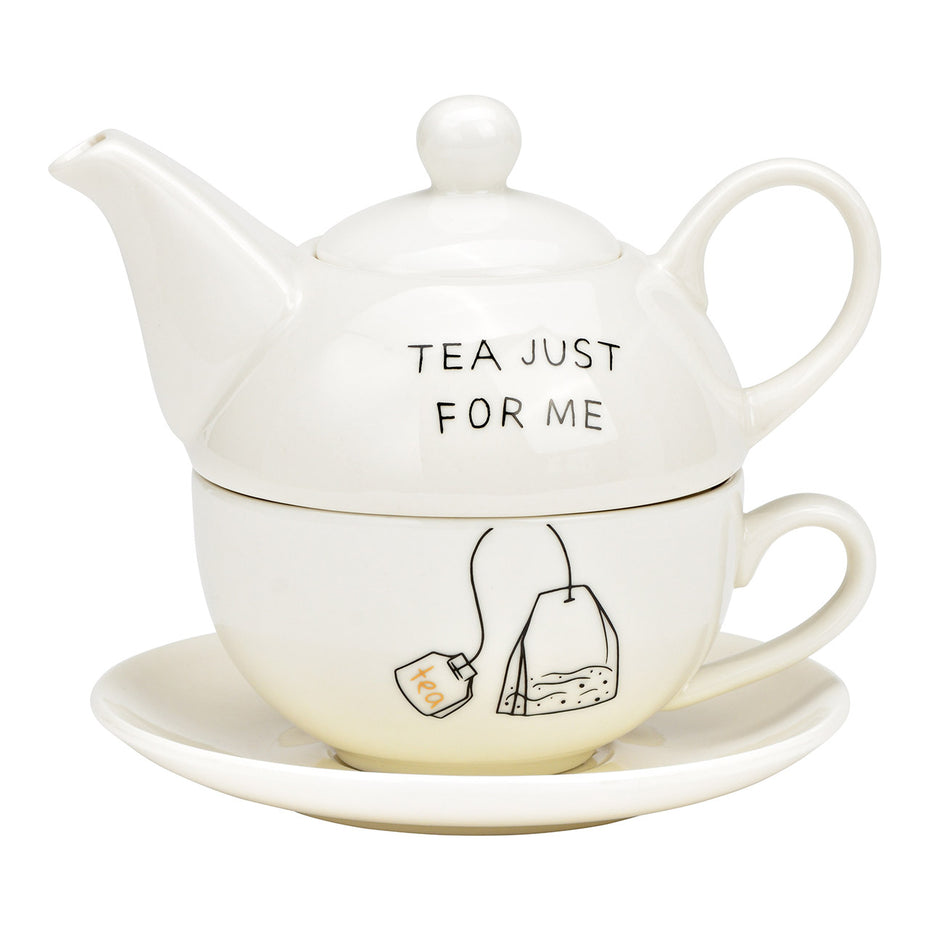 Teekannen Set, Tee nur für mich, 3-er Set, aus Porzellan weiß (B/H/T) 15x16x15cm 400ml/250ml