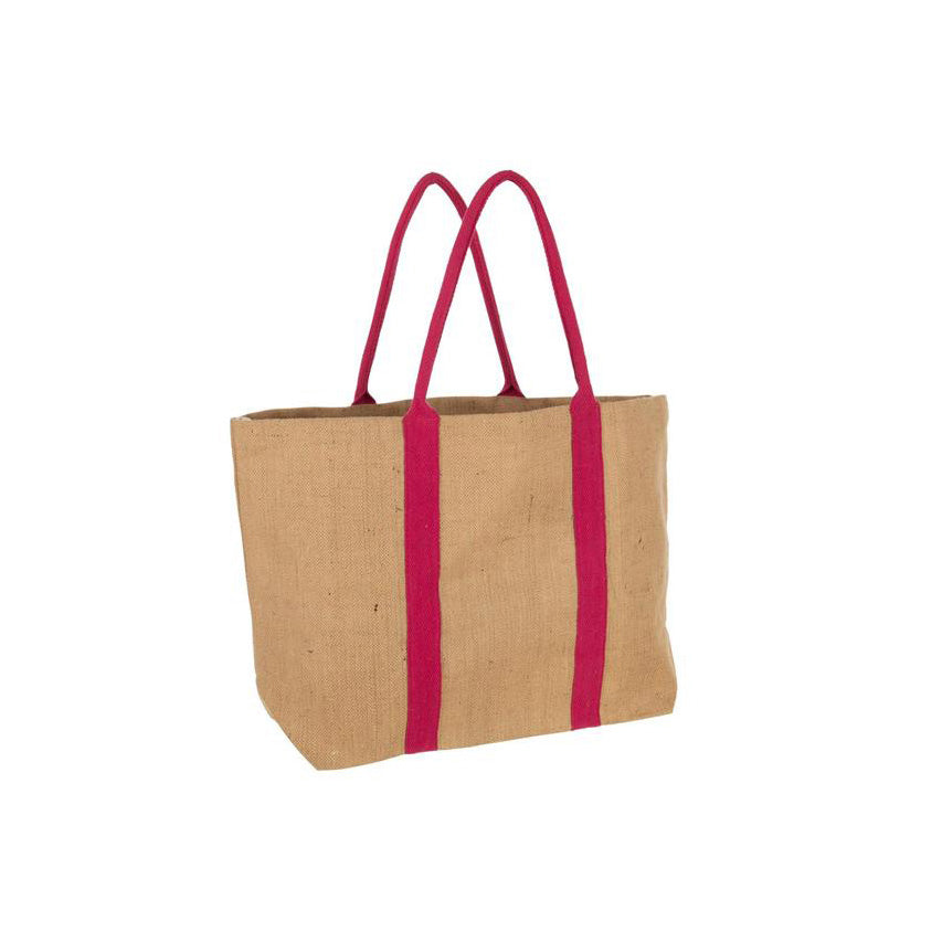 Strandtasche Jute Linien Fuchsia