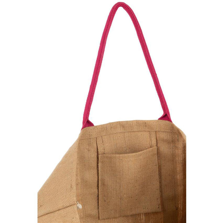 Strandtasche Jute Linien Fuchsia