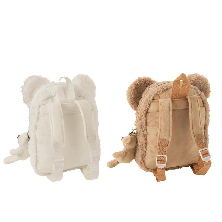 Rucksack Bär Plüsch Weiß/Beige