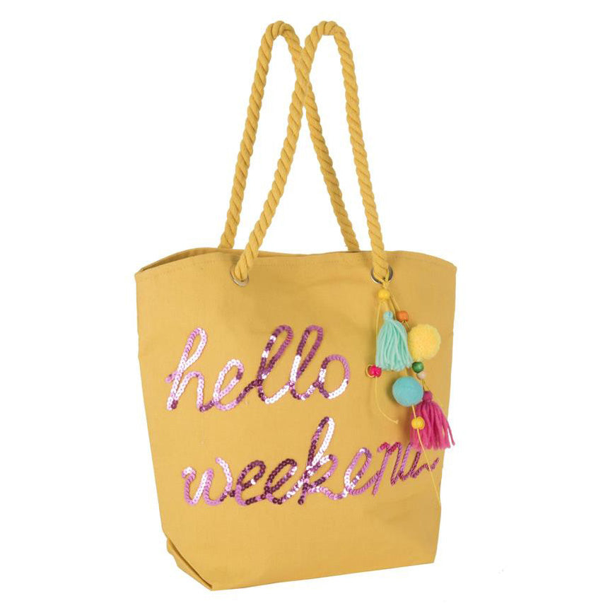 Strandtasche + Hut Hello Week-End Gelb