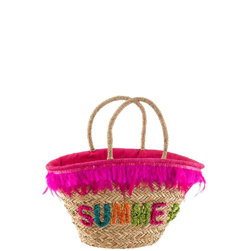 Strandtasche Rattan Fuchsia