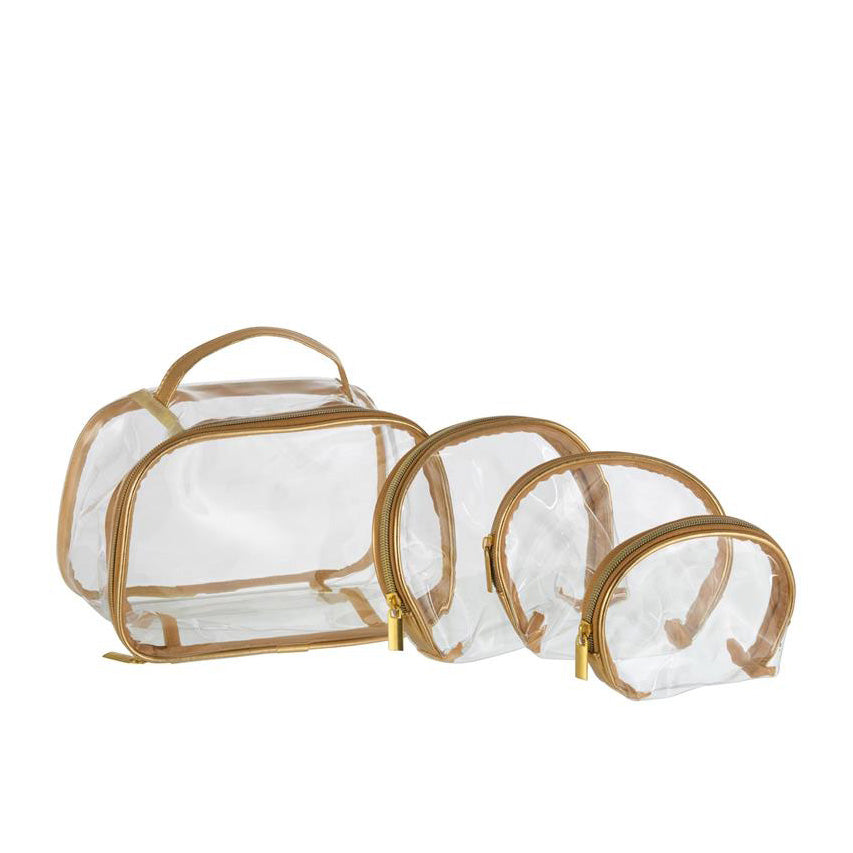 Set Von 4 Kosmetiktaschen Transparent Paillette Gold