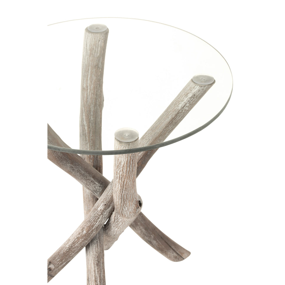 Beistelltisch rund Zweig Holz/Glas