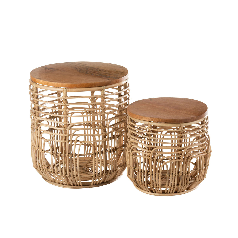 Set aus 2 Beistelltischen Ellen Rattan natur