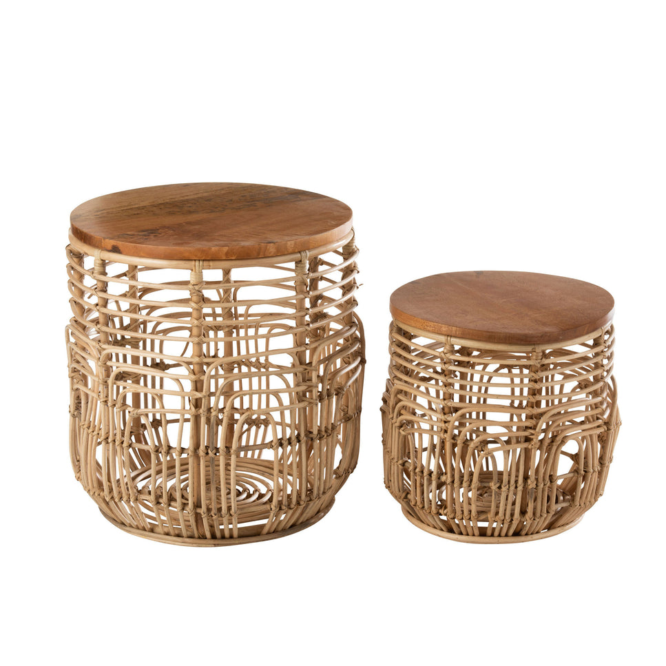 Set aus 2 Beistelltischen Ellen Rattan natur