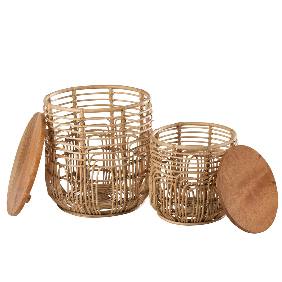 Set aus 2 Beistelltischen Ellen Rattan natur