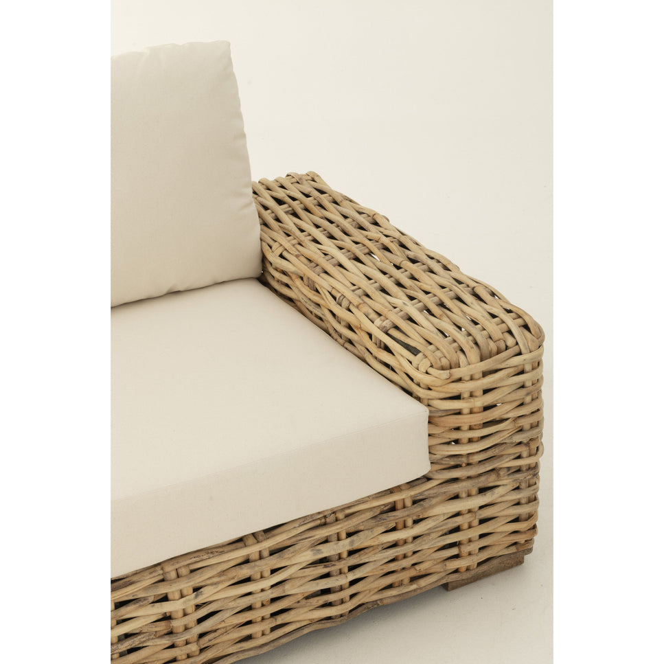 Sofa mit Kissen 3-Sitzer Rattan/Textil