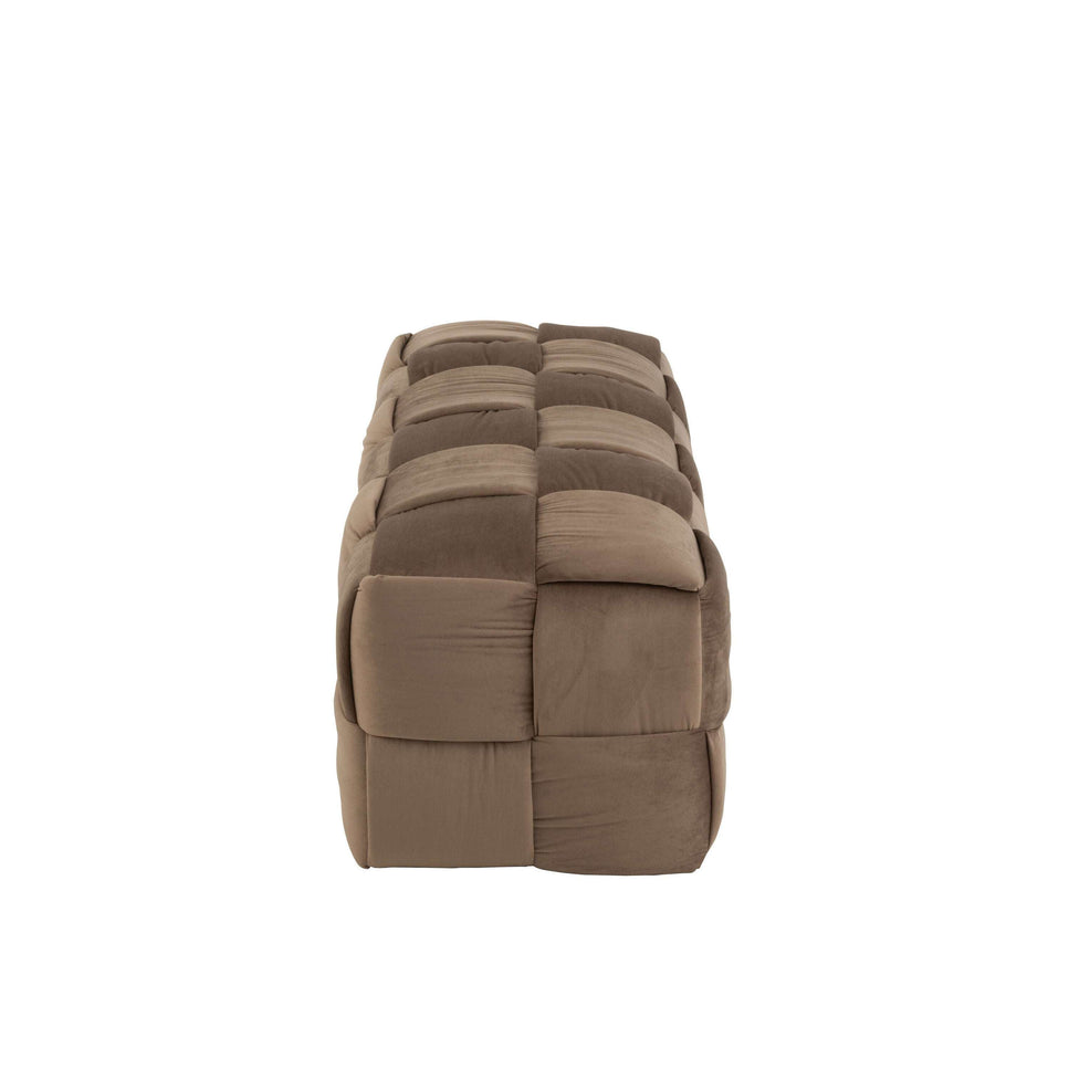 Pouf 3 Personen aus Textil/Holz, Braun