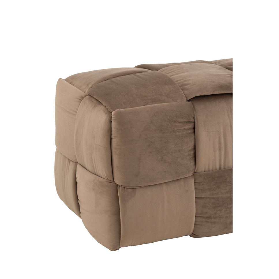 Pouf 3 Personen aus Textil/Holz, Braun