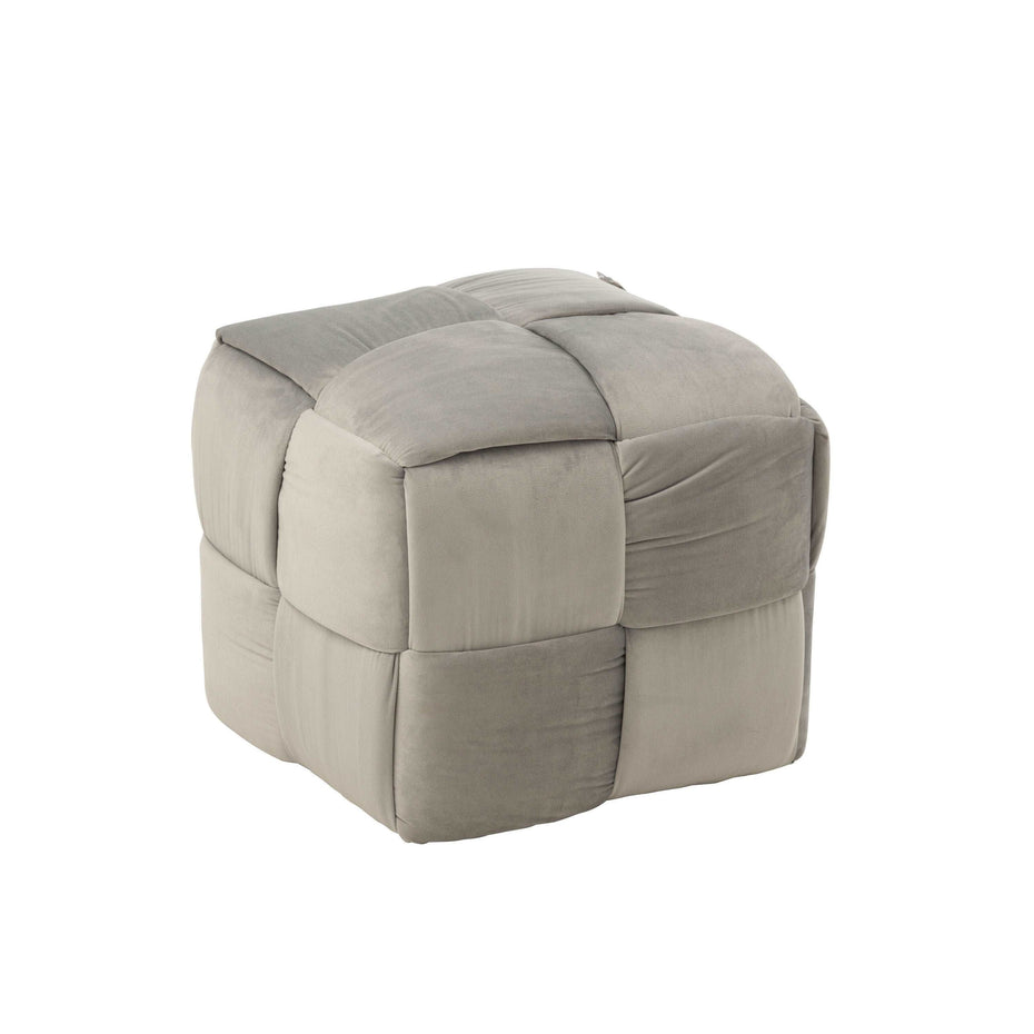 Pouf 1 Person aus Textil/Holz, Hellgrau