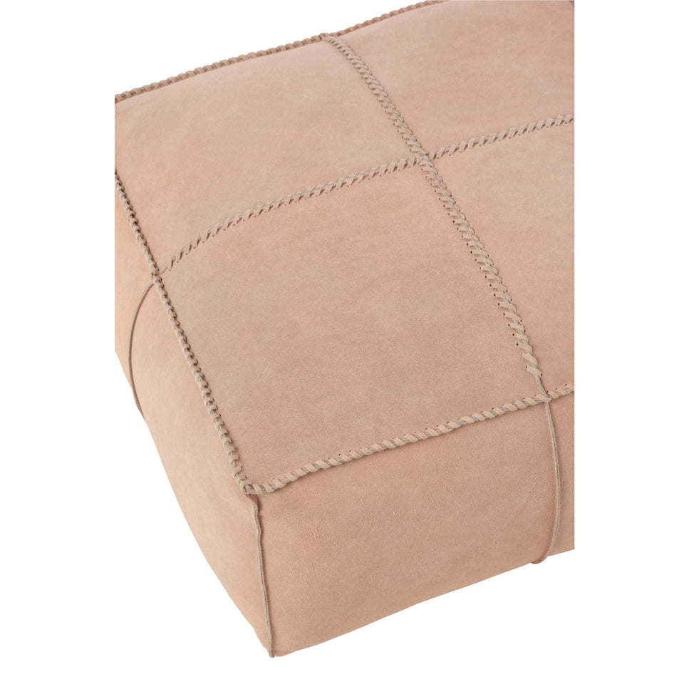 Pouf Cross Square aus Leder, Rosa