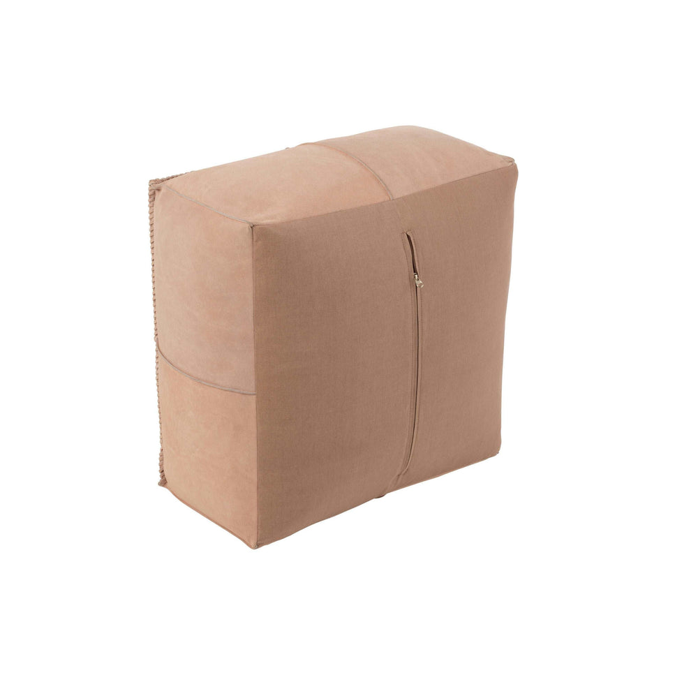 Pouf Cross Square aus Leder, Rosa