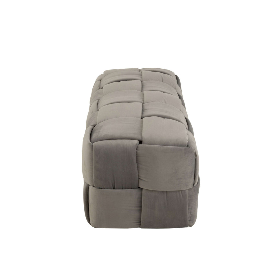 Pouf 3 Personen aus Textil/Holz, Hellgrau