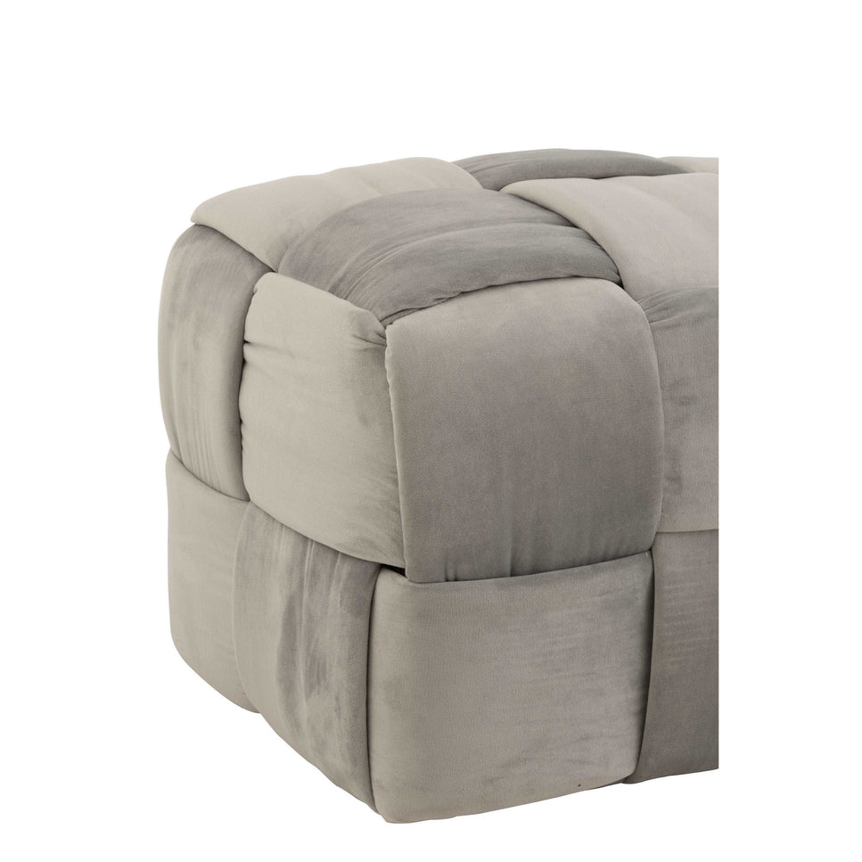 Pouf 3 Personen aus Textil/Holz, Hellgrau