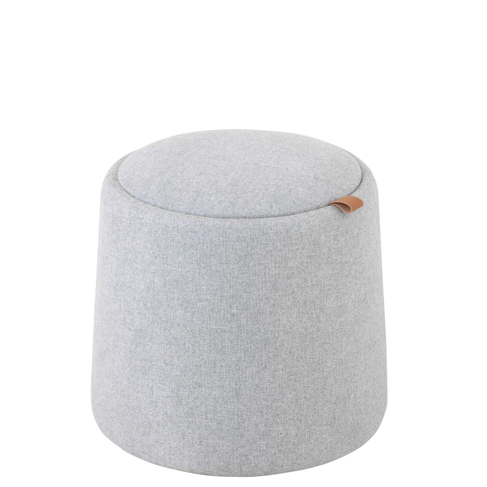 Pouf/Sidetab rund aus Textil/Holz, Hellgrau