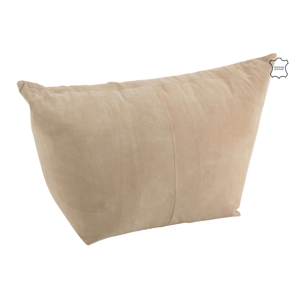 Pouf Ava Low aus Leder, Beige