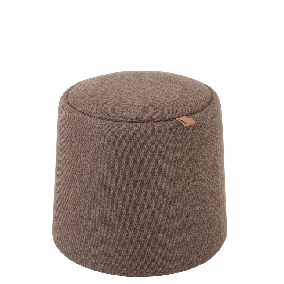 Pouf/Sidetab rund aus Textil/Holz, Braun