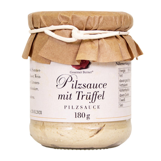 Pilzsauce mit Trüffel (weiß), 180g im Glas
